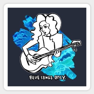 Female Singer Songwriter Guitar Plays Sad Blue Songs only Sticker